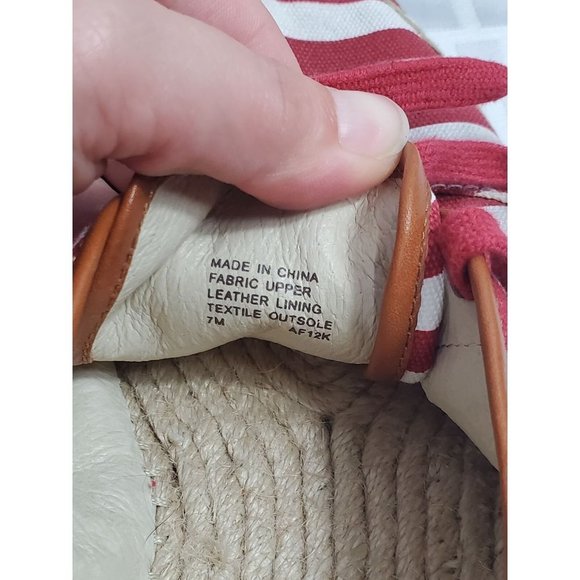 Michael Kors Del Rey Striped Espadilles Red White Size 7 Good Cond - Picture 8 of 8